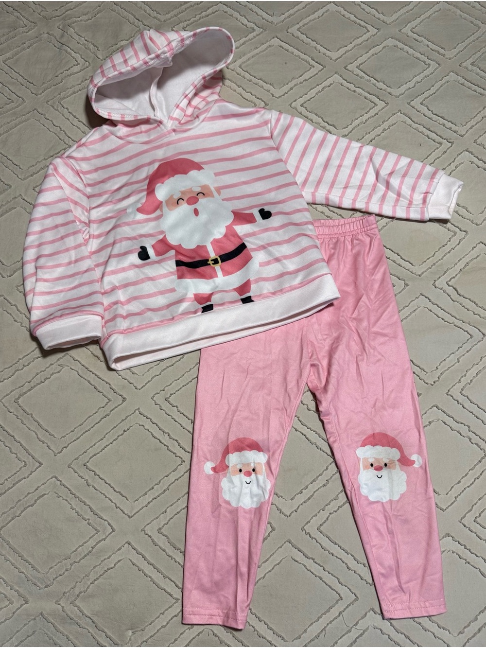 Kids Pink Santa Hooded Set - Cozy Holiday Sets